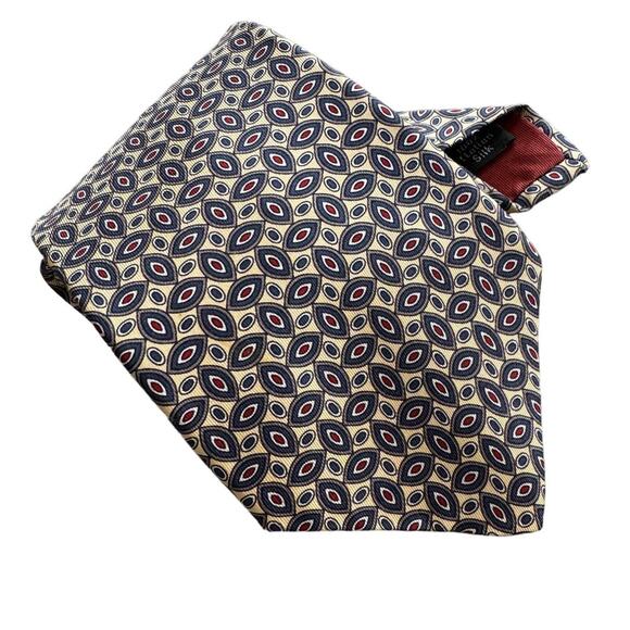 Halston III vintage 100% silk geometric pattern print tie 4” w - Picture 1 of 4